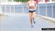 Video porn Sexy teen sporty babe jogging topless in public online high quality