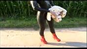 Watch video sex hot Fetish masked slave dressed in latex wandering in the countryside high quality